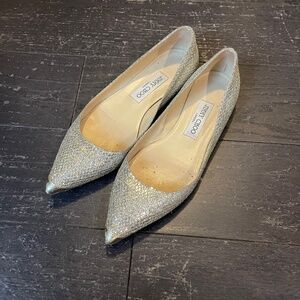 Jimmy Choo Alina Flats sparkle silver women's size 38.5